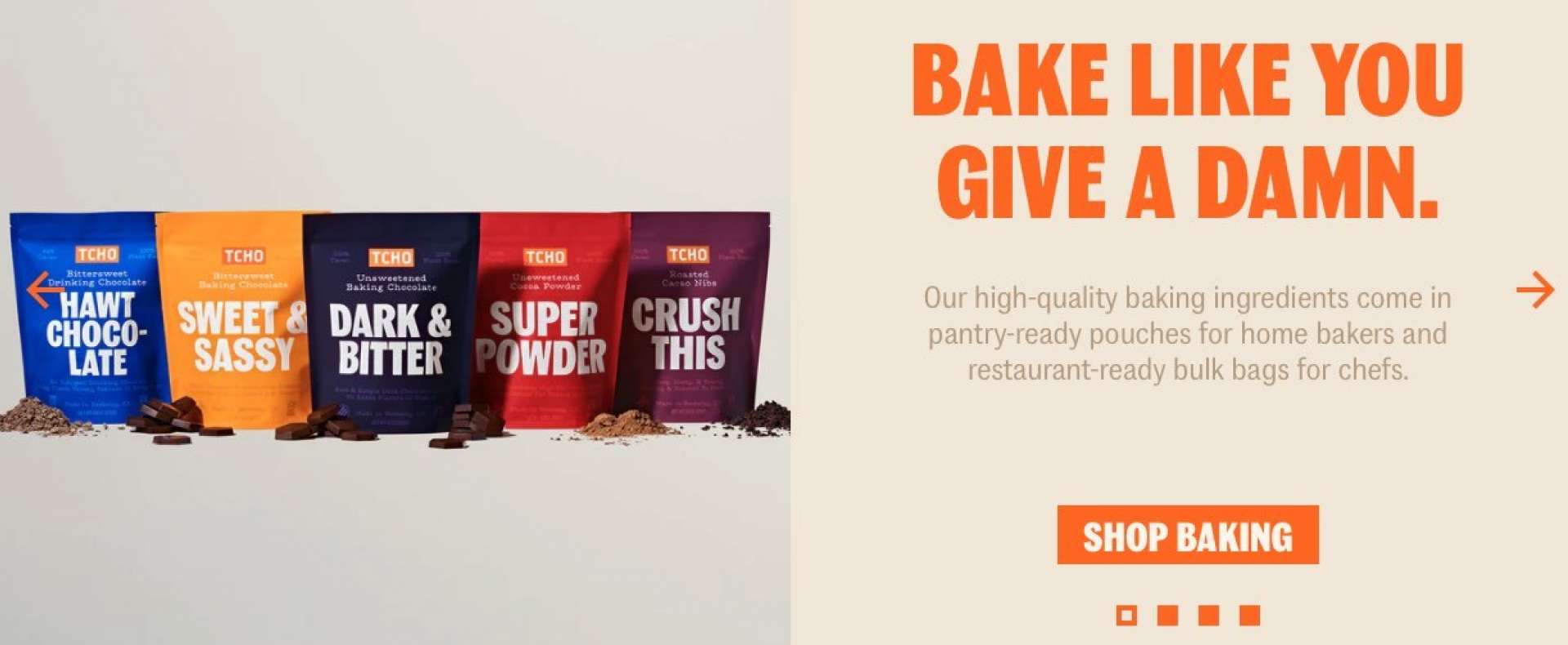 TCHO Bake like you give a damn - ingredient pouches